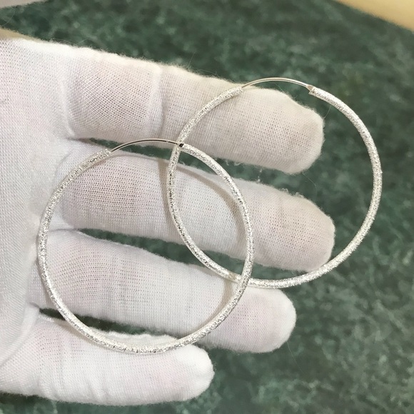 2” Sparkly Round Hoop Earrings NEW - Picture 3 of 8